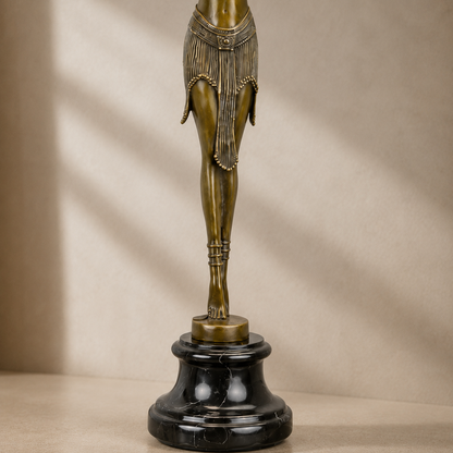 Sculpture bronze Art Déco danseuse orientale sur marbre, vue 4