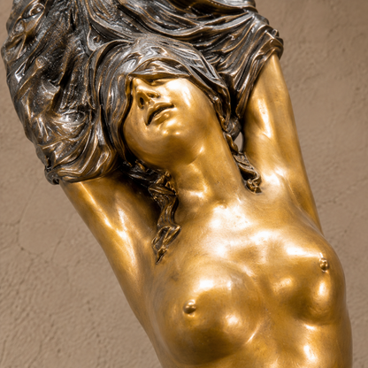 Sculpture bronze Art Déco femme nue à la chevelure, vue 3