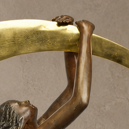 Sculpture bronze Art Déco femme nue sur croissant de lune, vue 3