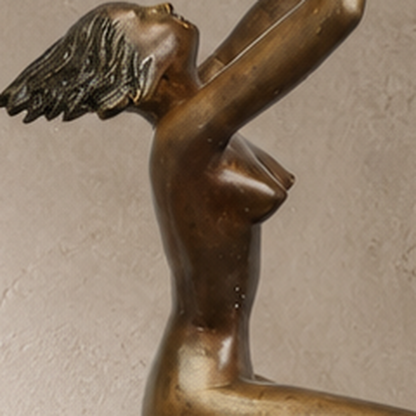 Sculpture bronze Art Déco femme nue sur croissant de lune, vue 4