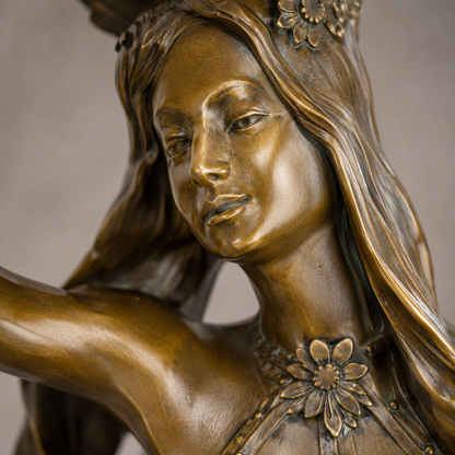 Sculpture bronze Art Nouveau danseuse orientale au voile, vue 5