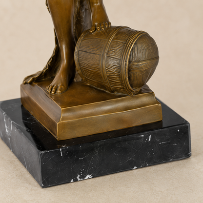 Sculpture bronze Bavière femme au cerf socle marbre noir, vue 7