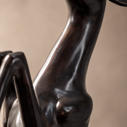 Sculpture bronze cerf cabré sur socle marbre noir veiné, vue 5