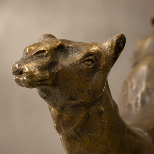 Sculpture bronze chamelier arabe sur dromadaire socle marbre, vue 2