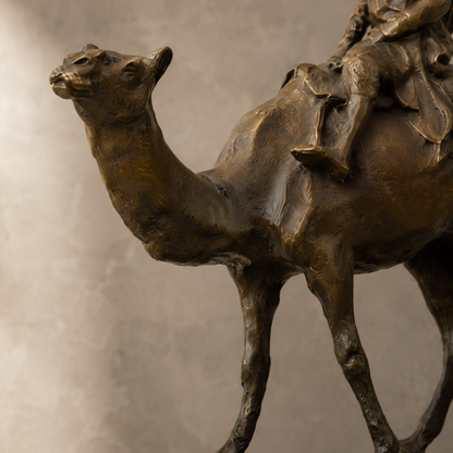 Sculpture bronze chamelier arabe sur dromadaire socle marbre, vue 5