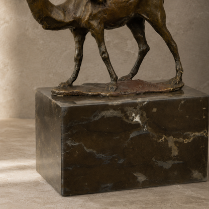 Sculpture bronze chamelier arabe sur dromadaire socle marbre, vue 7