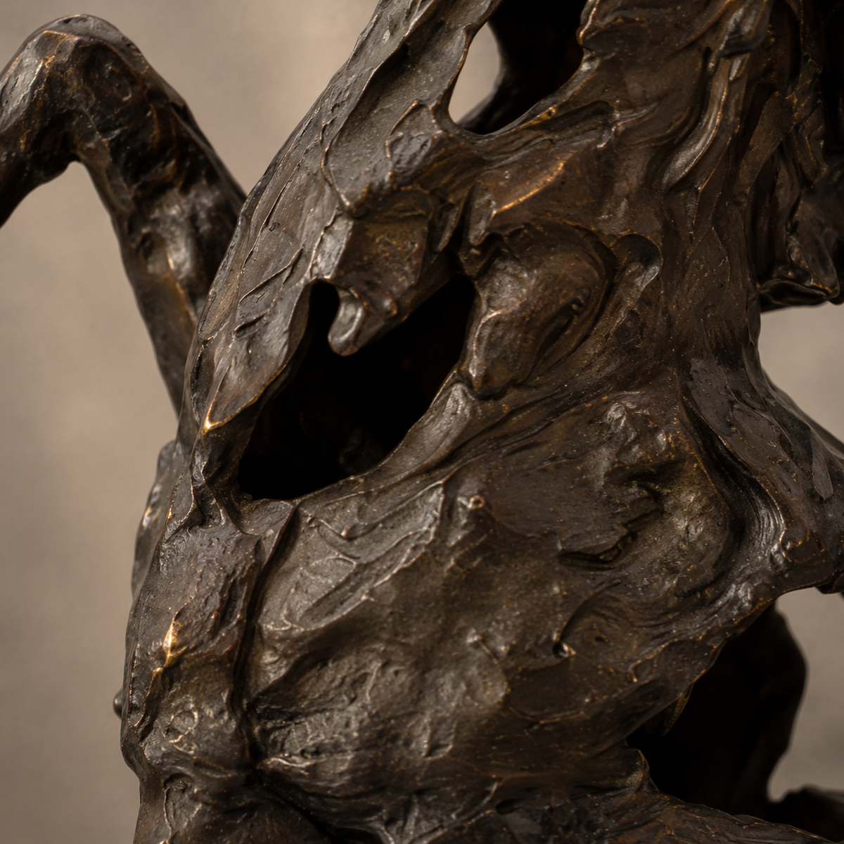 Sculpture bronze cheval cabré style expressionniste sur marbre, vue 5