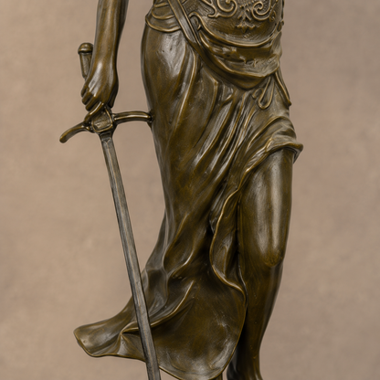 Sculpture bronze Dame Justice à la balance et serpent, vue 6