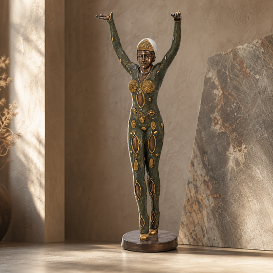 Sculpture bronze danseuse Art Déco aux bras levés