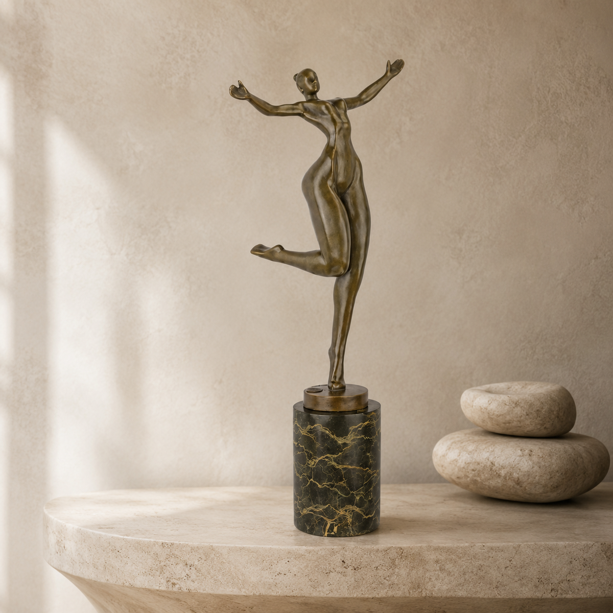 Sculpture bronze danseuse Art Déco sur socle marbre