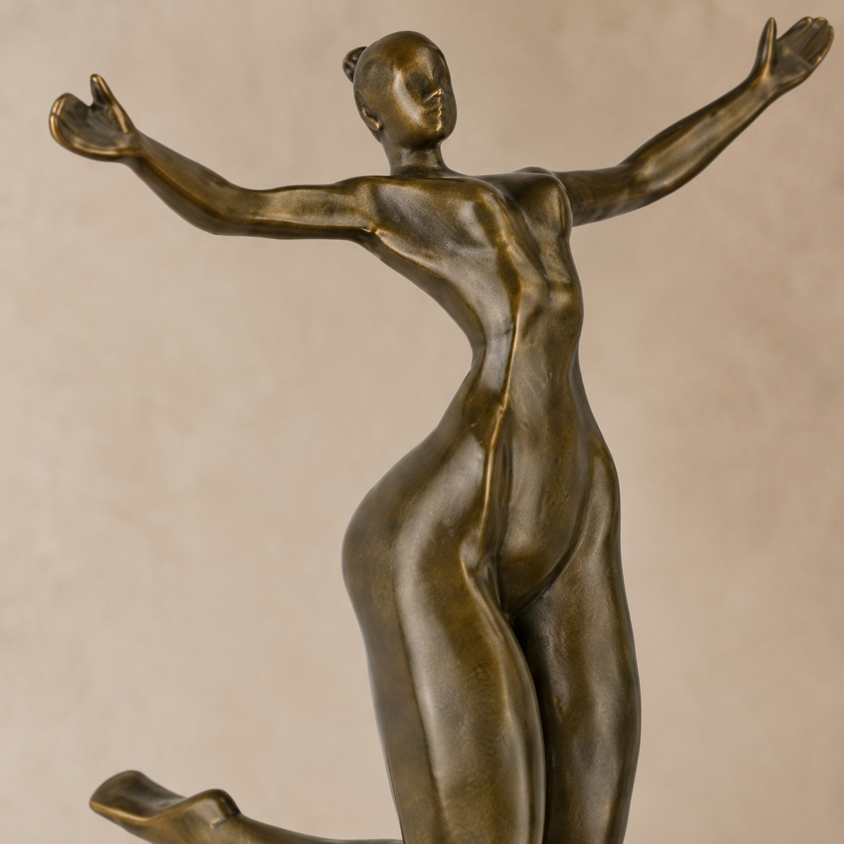 Sculpture bronze danseuse Art Déco sur socle marbre, vue 3