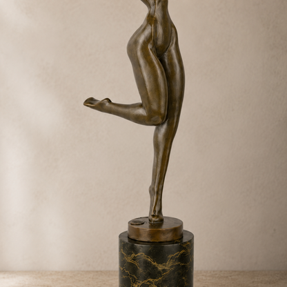 Sculpture bronze danseuse Art Déco sur socle marbre, vue 4