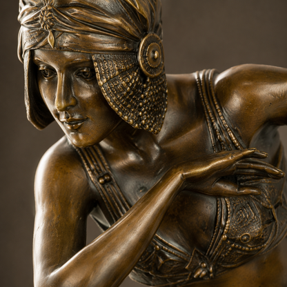 Sculpture bronze danseuse Art Déco sur socle marbre vert, vue 5