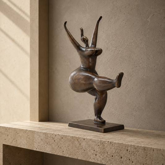 Sculpture bronze danseuse aux formes généreuses sur socle