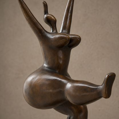 Sculpture bronze danseuse aux formes généreuses sur socle, vue 3