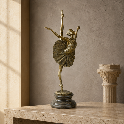 Sculpture bronze danseuse ballerine en arabesque sur marbre
