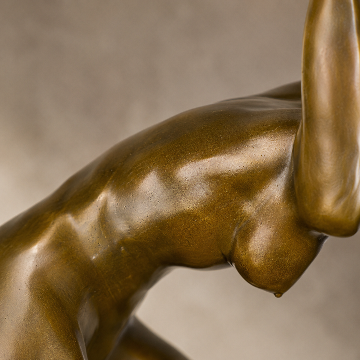 Sculpture bronze danseuse en étirement sur socle marbre, vue 5