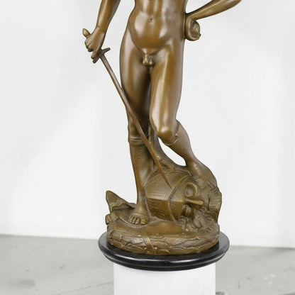 Sculpture bronze David victorieux d'après Donatello, vue 3