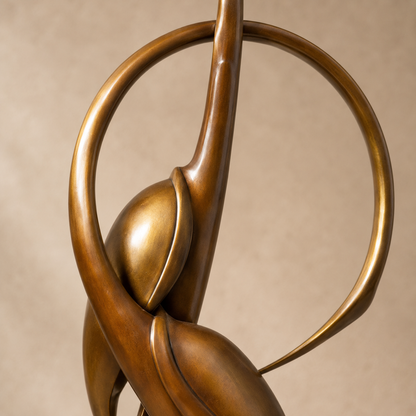 Sculpture bronze deux grues stylisées, forme abstraite, vue 3