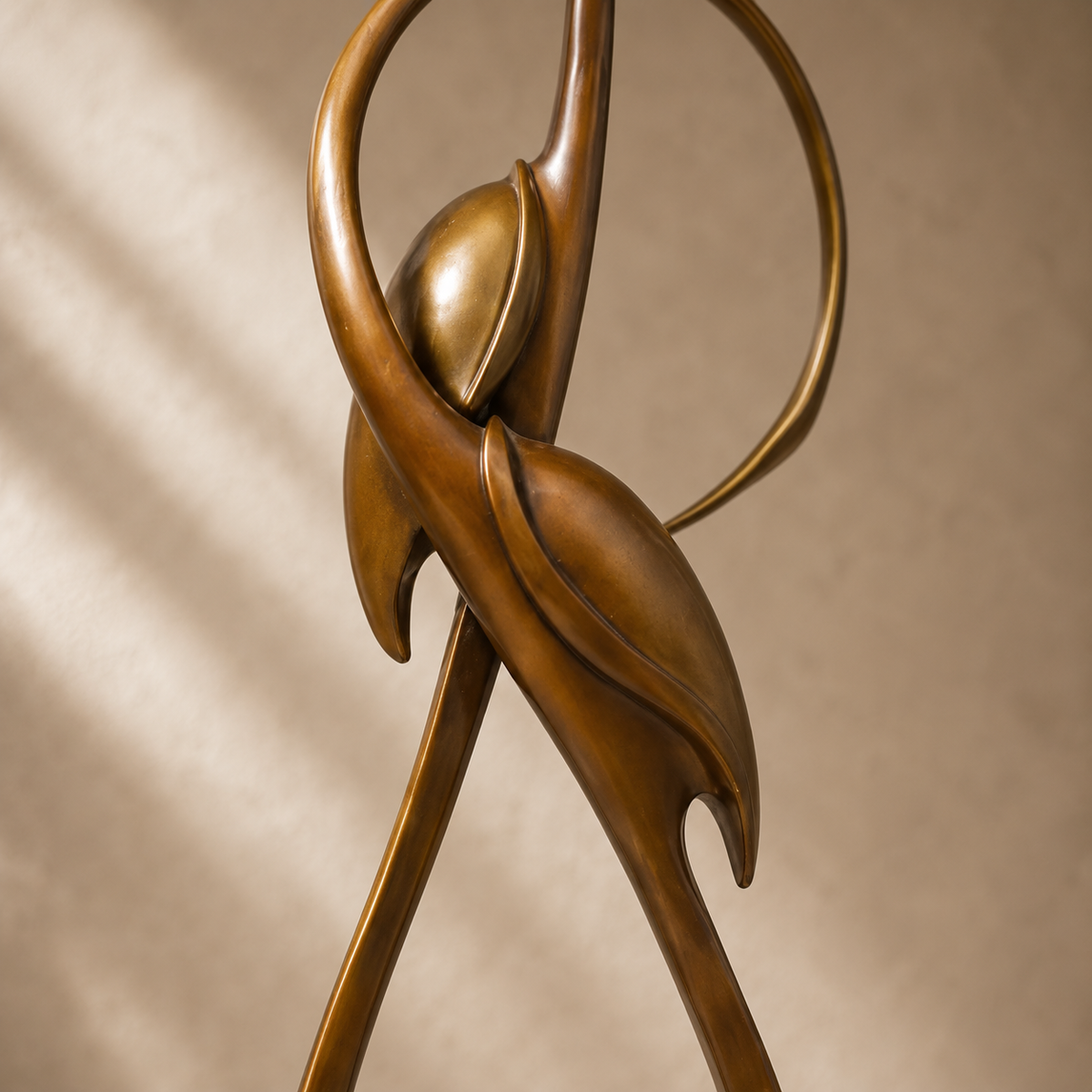 Sculpture bronze deux grues stylisées, forme abstraite, vue 5