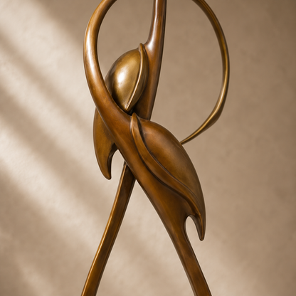 Sculpture bronze deux grues stylisées, forme abstraite, vue 5