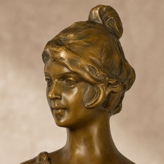 Sculpture bronze Diane chasseresse avec lévrier sur marbre, vue 2
