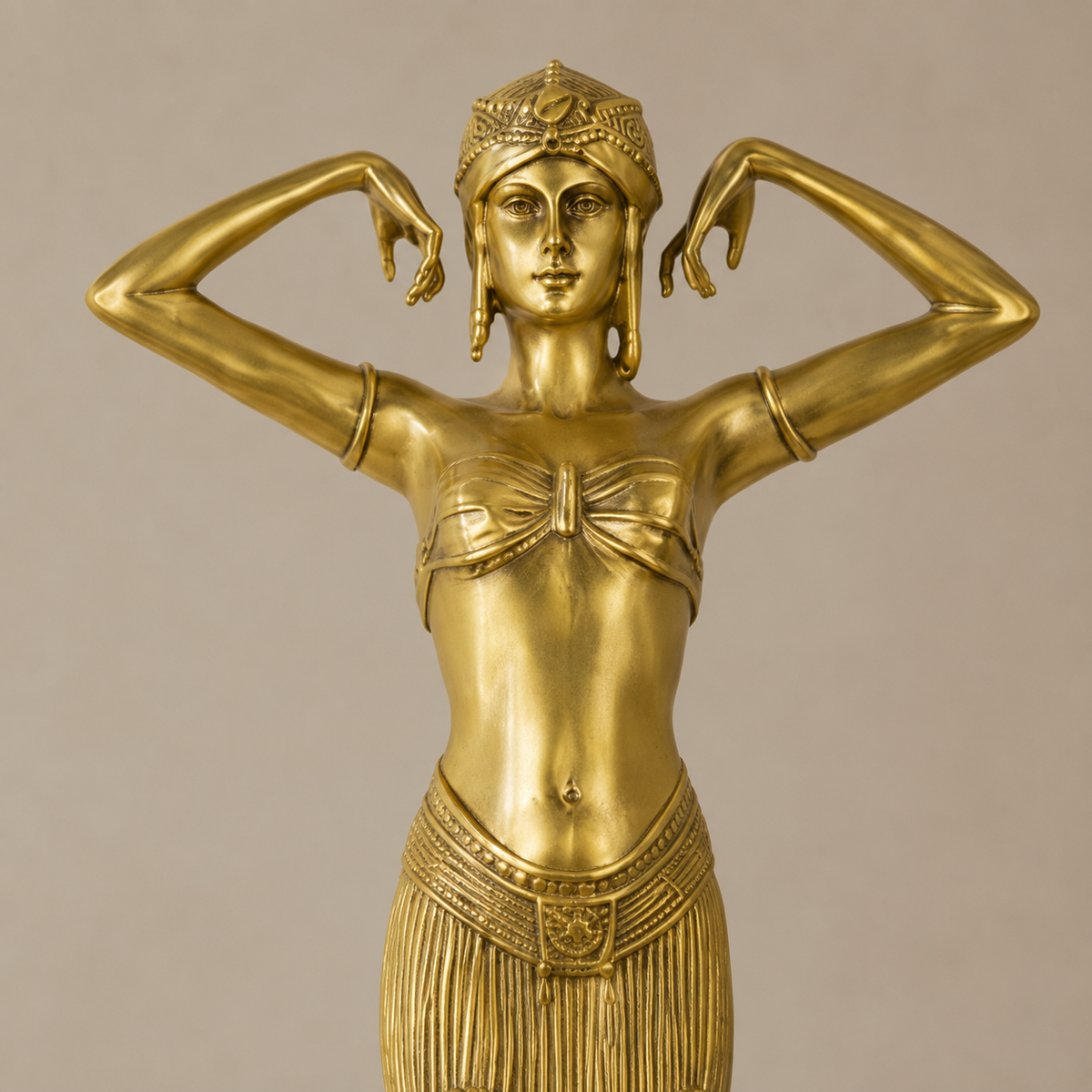 Sculpture bronze doré danseuse Art Déco sur socle marbre, vue 3
