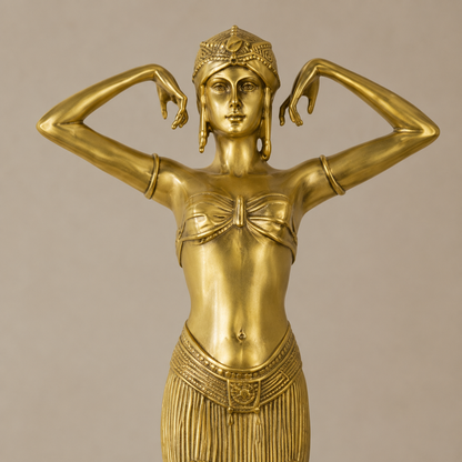 Sculpture bronze doré danseuse Art Déco sur socle marbre, vue 3