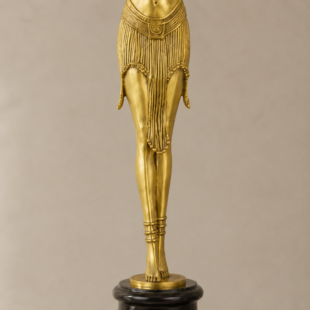 Sculpture bronze doré danseuse Art Déco sur socle marbre, vue 4