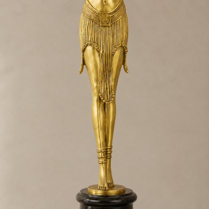 Sculpture bronze doré danseuse Art Déco sur socle marbre, vue 4