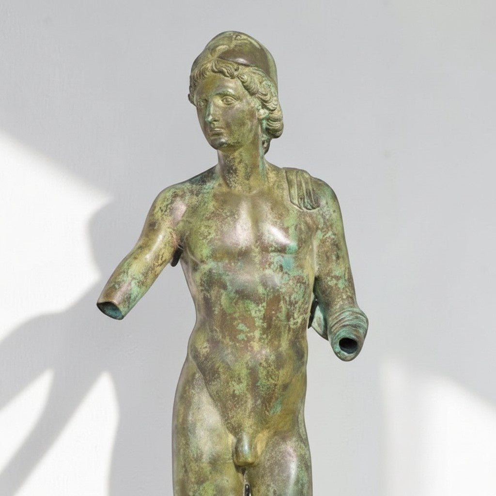 Sculpture bronze Éphèbe d'Agde à patine verte antique, vue 2