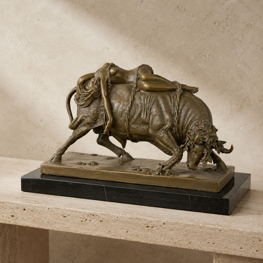 Sculpture bronze Europe et le Taureau sur socle marbre