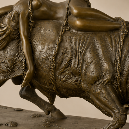 Sculpture bronze Europe et le Taureau sur socle marbre, vue 6