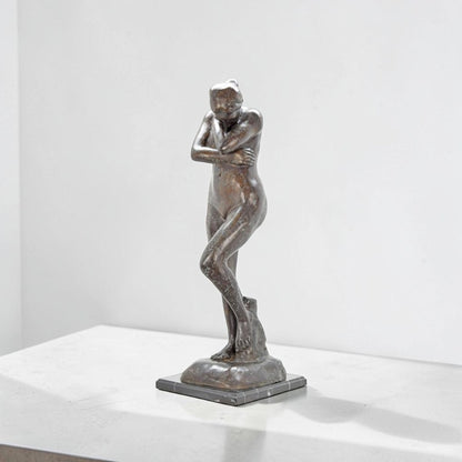 Sculpture en bronze Ève d'après Rodin sur socle marbre