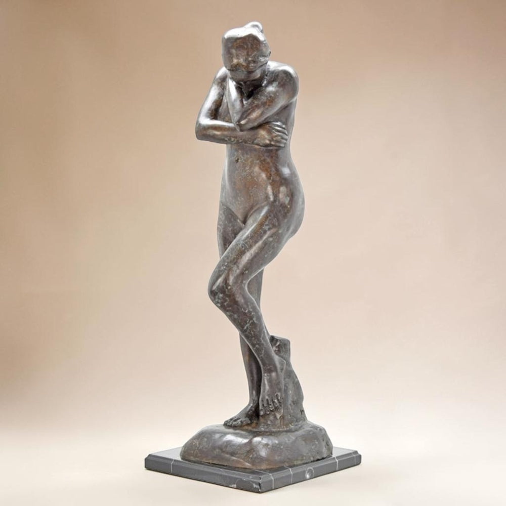 Sculpture en bronze Ève d'après Rodin sur socle marbre, vue 4