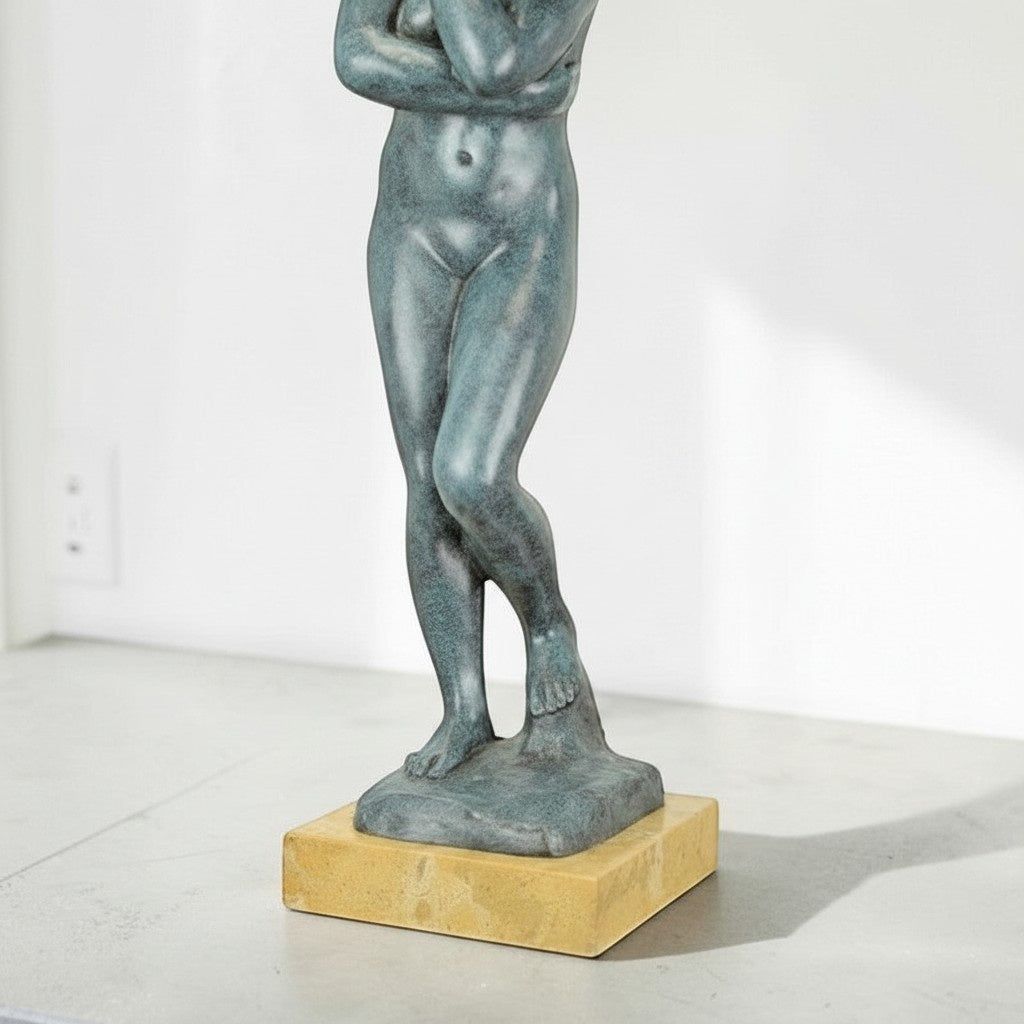 Sculpture bronze Ève d'après Rodin, patine verte antique, vue 3