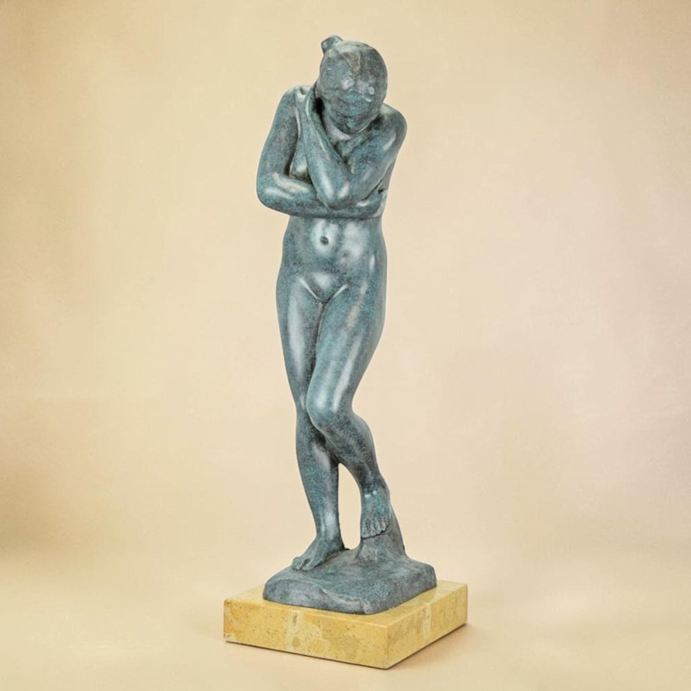 Sculpture bronze Ève d'après Rodin, patine verte antique, vue 4