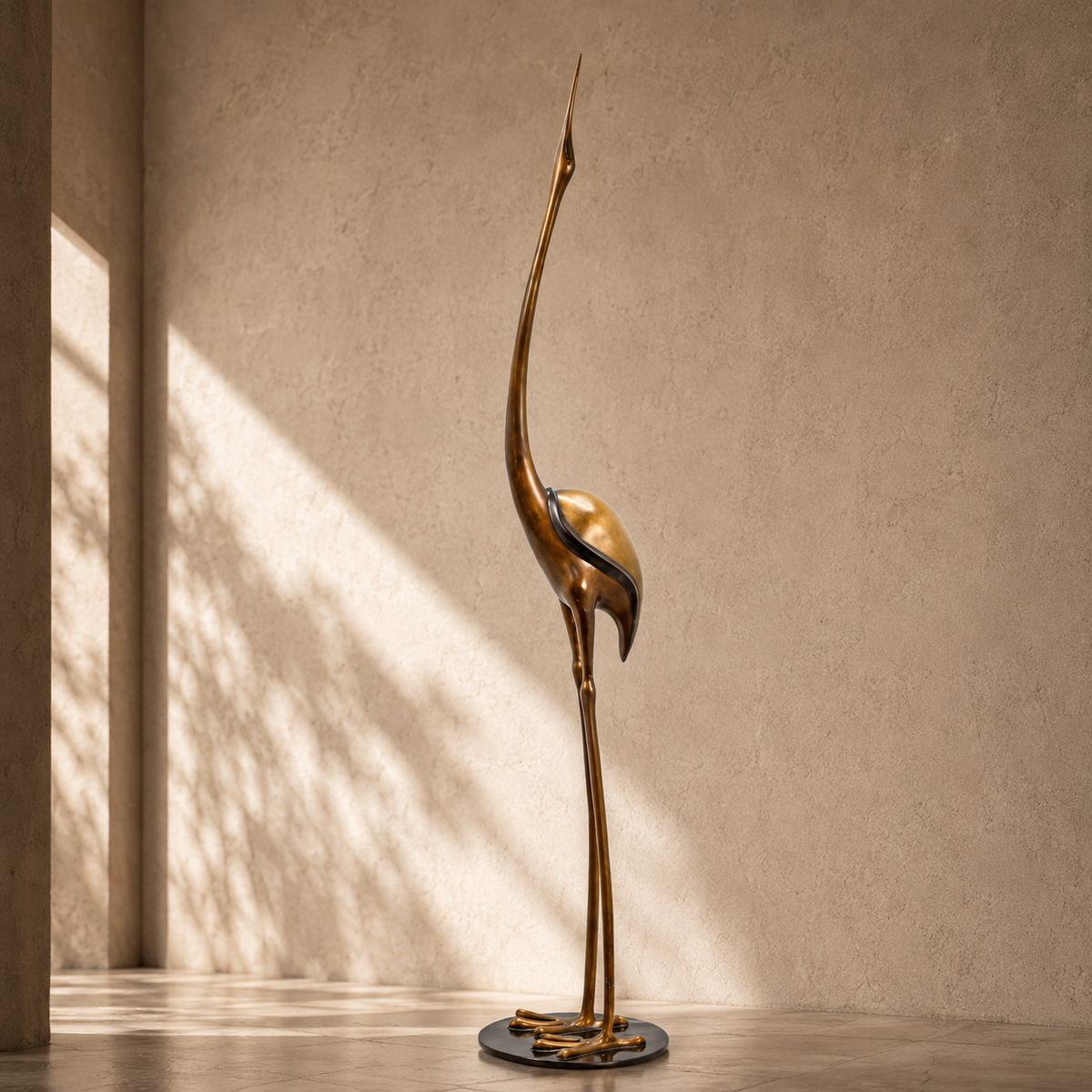 Sculpture bronze famille de hiboux sur tronc patiné