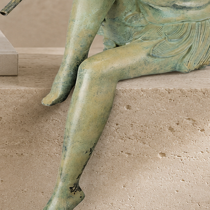 Sculpture bronze fée musicienne à la flûte, patine vert-de-gris, vue 6
