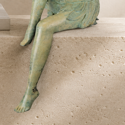 Sculpture bronze fée musicienne à la flûte, patine vert-de-gris, vue 7