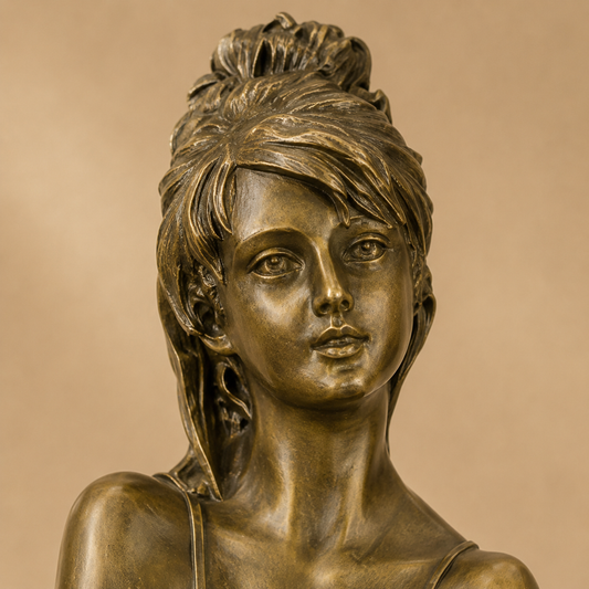 Sculpture bronze femme assise sur tabouret de bar Art Déco, vue 2