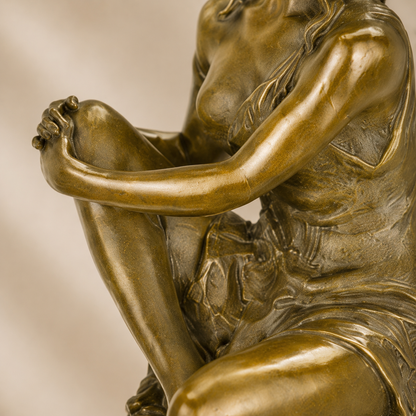 Sculpture bronze femme assise sur tabouret de bar Art Déco, vue 4