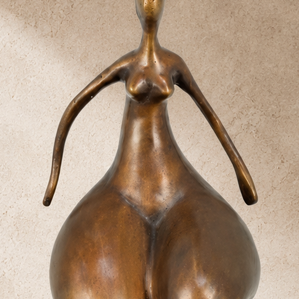 Sculpture bronze femme aux formes généreuses style moderniste, vue 3
