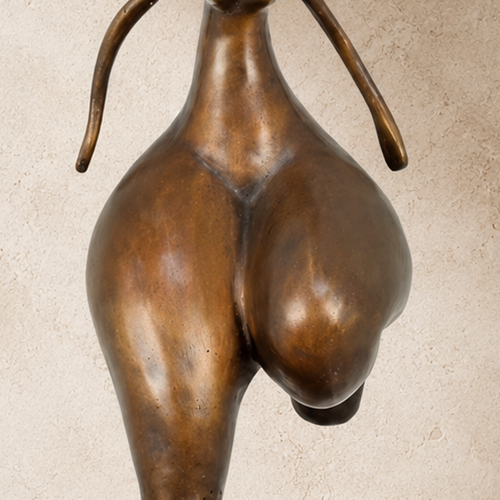Sculpture bronze femme aux formes généreuses style moderniste, vue 4