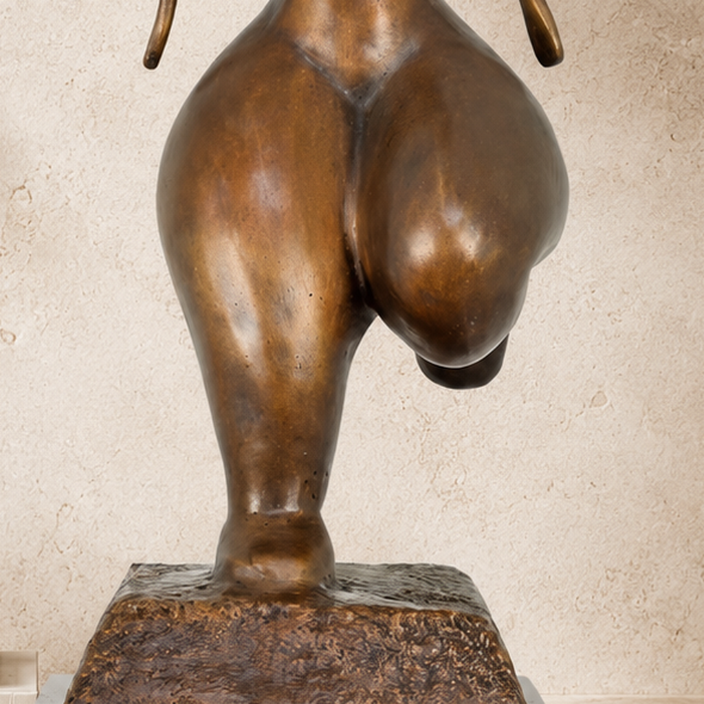 Sculpture bronze femme aux formes généreuses style moderniste, vue 5