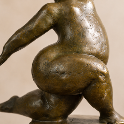 Sculpture bronze femme voluptueuse dansante sur socle marbre, vue 6