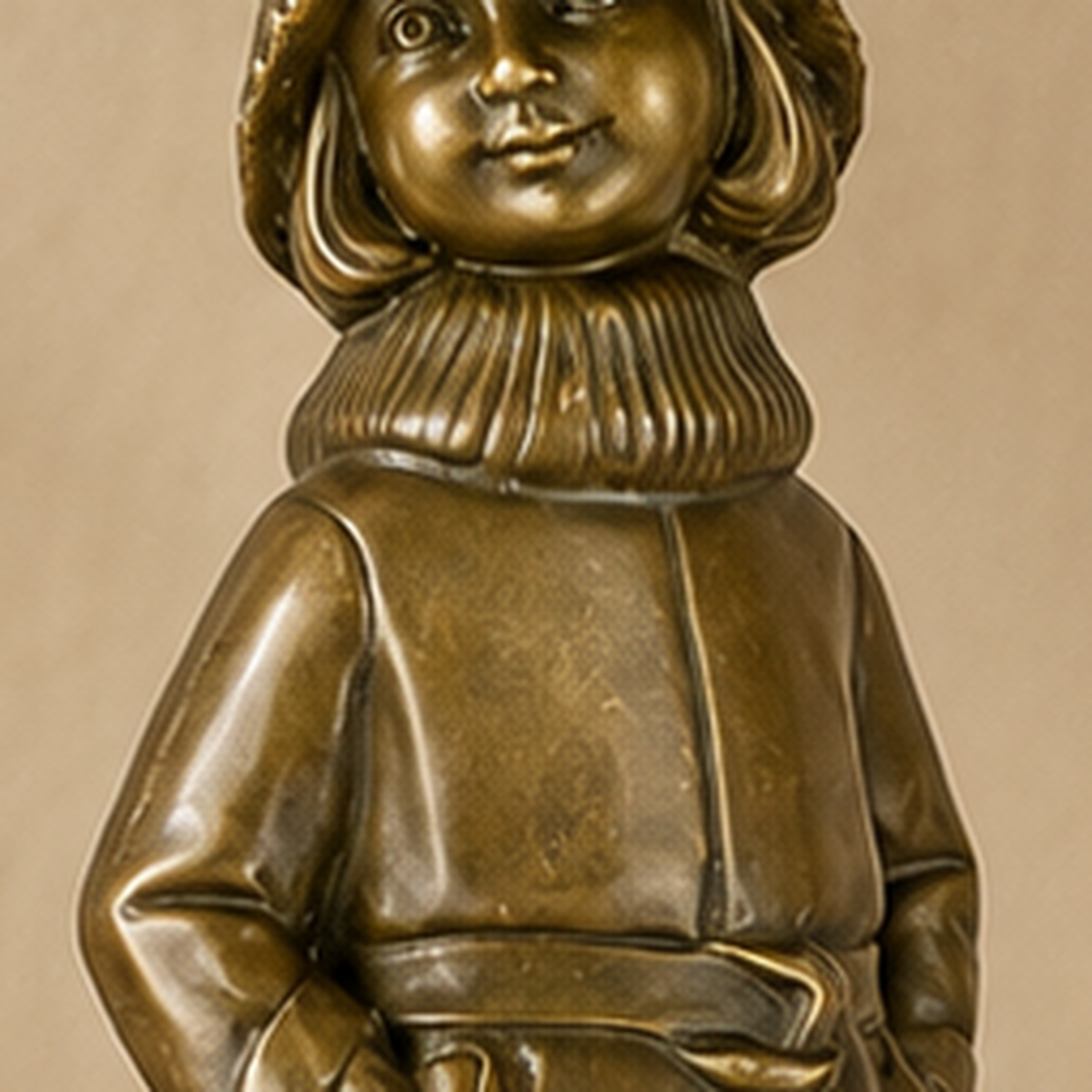 Sculpture bronze fillette à l'écolière sur socle marbre, vue 5