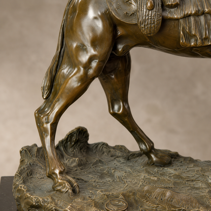 Sculpture bronze guerrier arabe sur dromadaire à la lance, vue 6