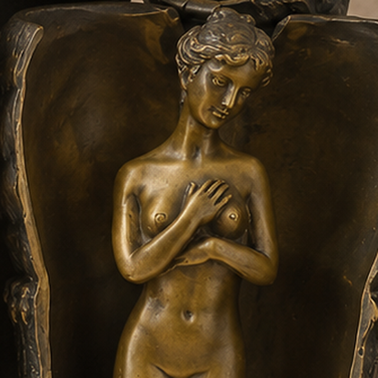 Sculpture bronze hibou à secret avec nu féminin Art Nouveau, vue 4