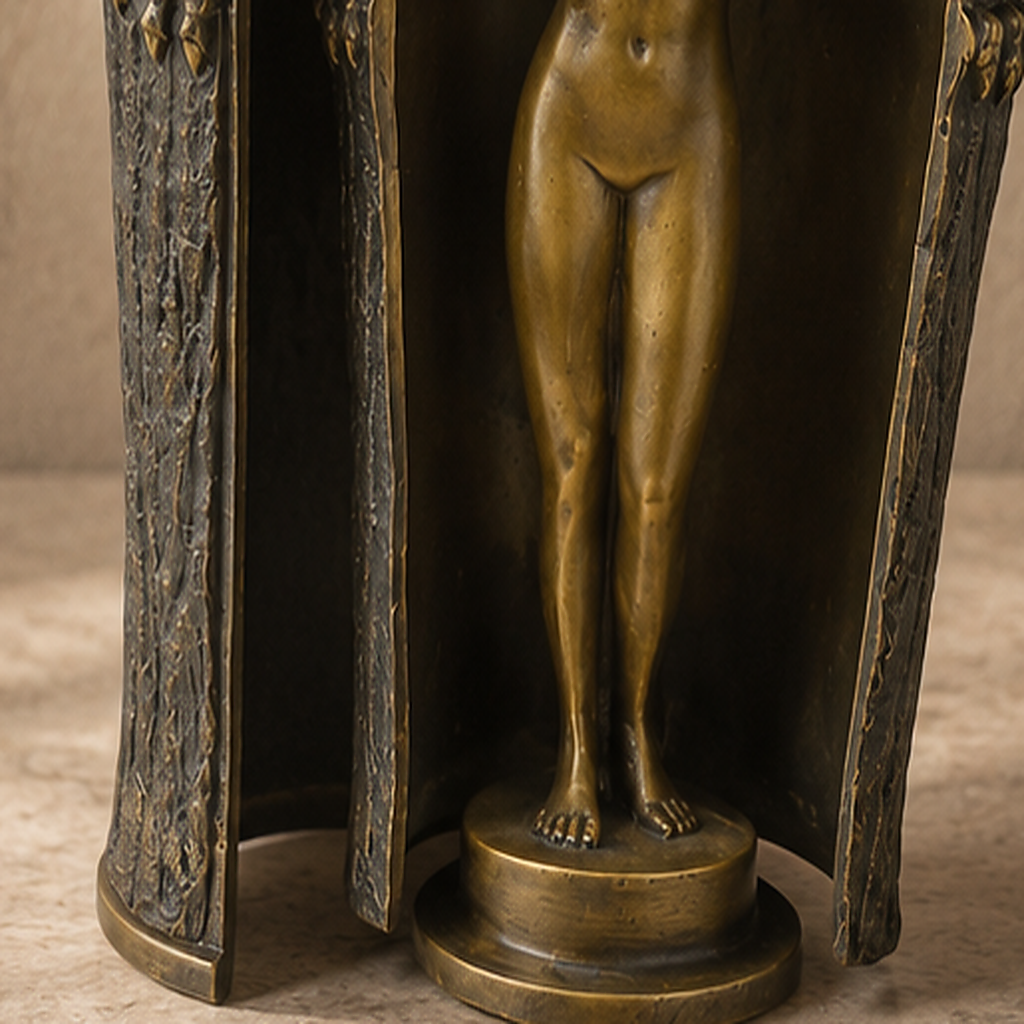 Sculpture bronze hibou à secret avec nu féminin Art Nouveau, vue 7